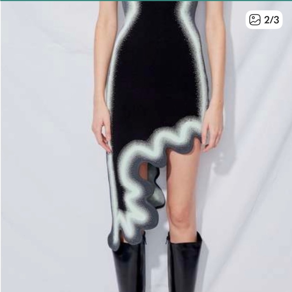 PH5 x Neiman Marcus MIA SIGNATURE WAVY ASYMMETRIC DRESS IN SPRAY PAINT - Picture 2 of 8